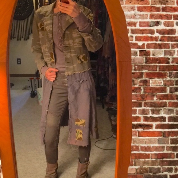 Upcycled sanctuary camouflage camo frayed post Apocalyptic scavenger jacket - Picture 8 of 16